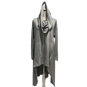 Meaveor Women's Hooded Gray Pullover High Low Long Sleeve Sweater Sweatshirt